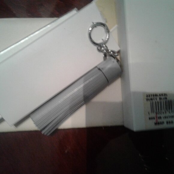 NEW!  Michael Kors Soft Light Blue Leather Fringe Keychain - Picture 9 of 9